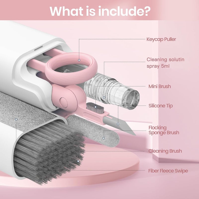 VUBOJO MacBook iPad iPhone Pro Screen Cleaner and Keyboard Tool - AirPod Cleaner - Computer Cleaning Kit (Pink) - Image 5